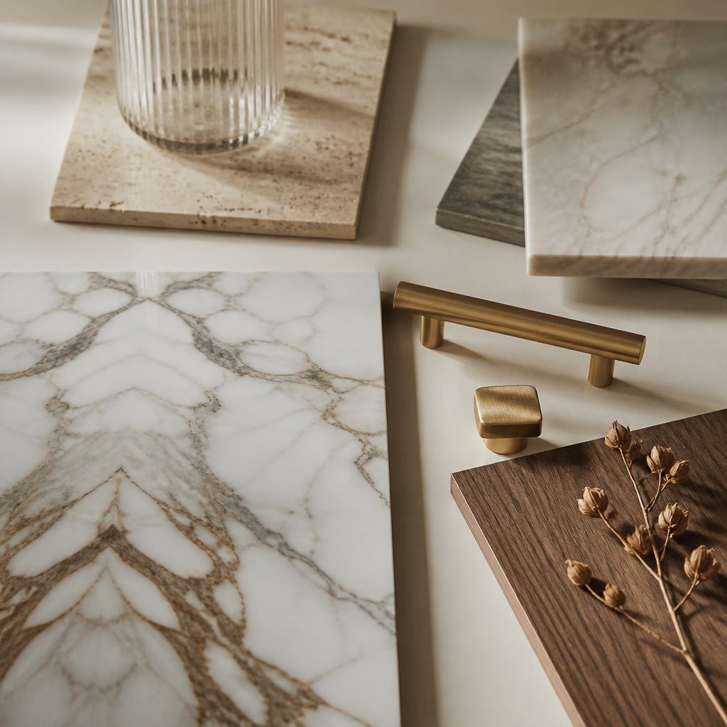 A-grade stone and wood material samples